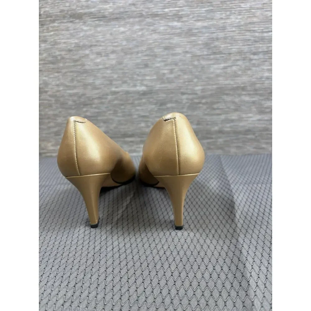 Magik By Amalfi Shoes Womens Size 6B Gold Leather Pointed Toe Pumps Italy
